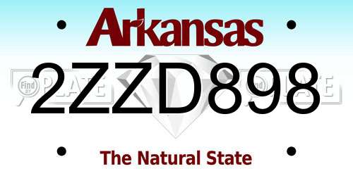 2ZZD898 Arkansas License Plate