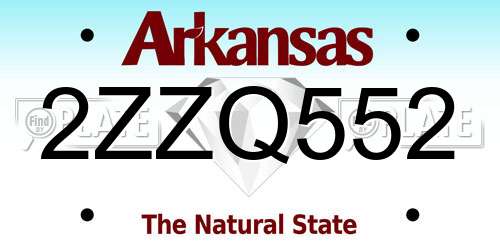 2ZZQ552 Arkansas License Plate
