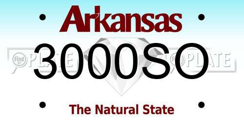 3000SO Arkansas License Plate
