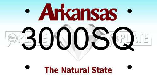 3000SQ Arkansas License Plate