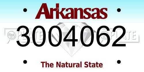 3004062 Arkansas License Plate