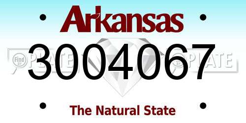 3004067 Arkansas License Plate