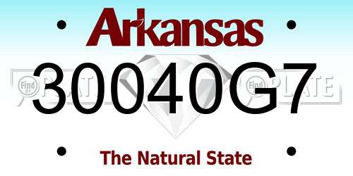 30040G7 Arkansas License Plate
