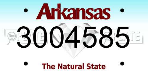 3004585 Arkansas License Plate