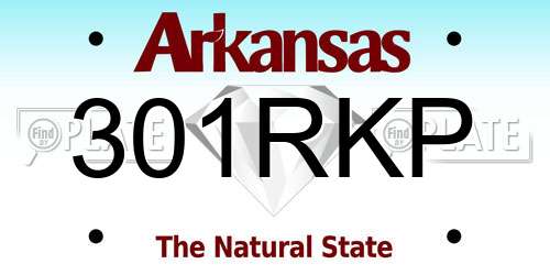 301RKP Arkansas License Plate