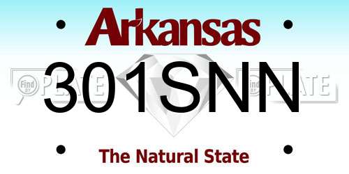 301SNN Arkansas License Plate