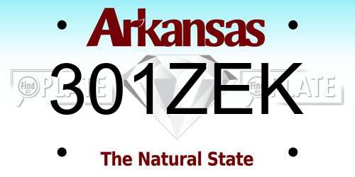 301ZEK Arkansas License Plate