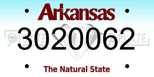 3020062 Arkansas License Plate