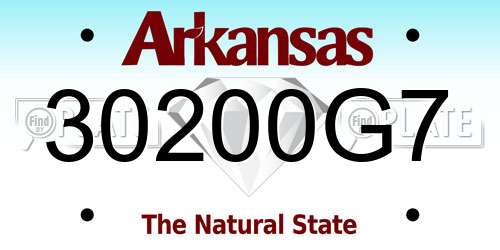 30200G7 Arkansas License Plate