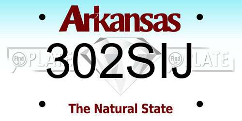 302SIJ Arkansas License Plate