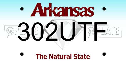 302UTF Arkansas License Plate