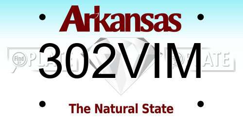302VIM Arkansas License Plate