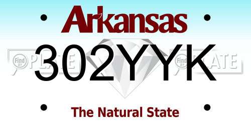 302YYK Arkansas License Plate