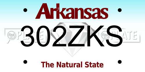 302ZKS Arkansas License Plate