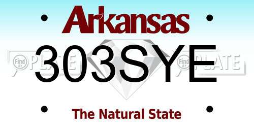 303SYE Arkansas License Plate