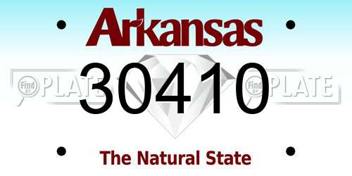 30410 Arkansas License Plate