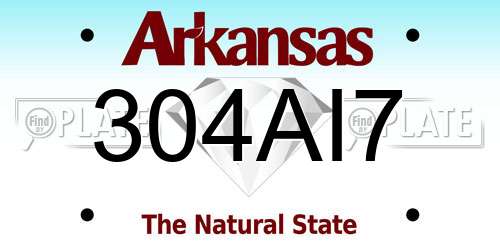 304AI7 Arkansas License Plate