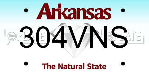 304VNS Arkansas License Plate