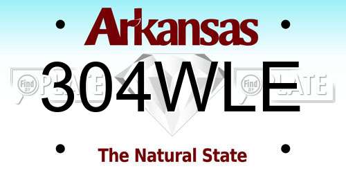 304WLE Arkansas License Plate