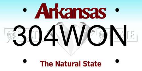 304WON Arkansas License Plate
