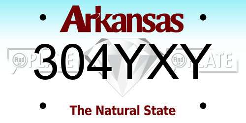 304YXY Arkansas License Plate