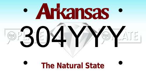 304YYY Arkansas License Plate