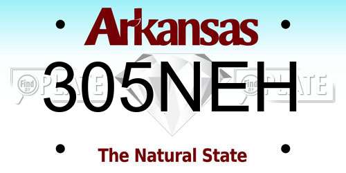 305NEH Arkansas License Plate