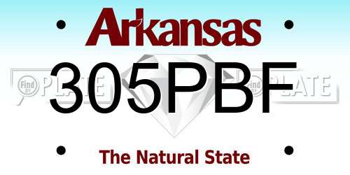 305PBF Arkansas License Plate