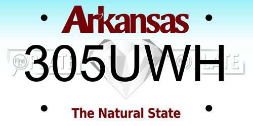 305UWH Arkansas License Plate
