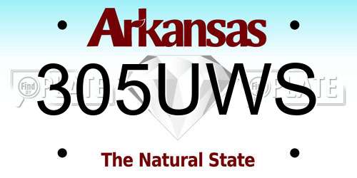 305UWS Arkansas License Plate