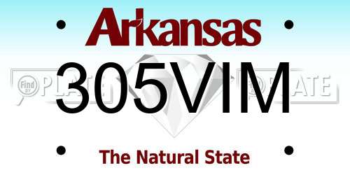 305VIM Arkansas License Plate