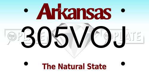 305VOJ Arkansas License Plate