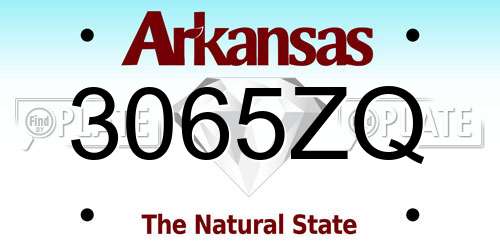 3065ZQ Arkansas License Plate