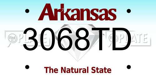 3068TD Arkansas License Plate