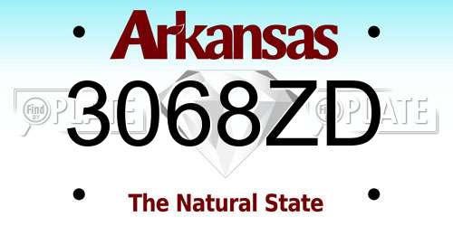 3068ZD Arkansas License Plate