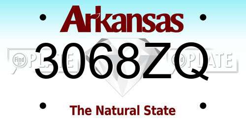 3068ZQ Arkansas License Plate