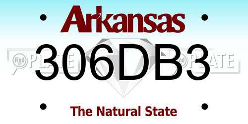 306DB3 Arkansas License Plate