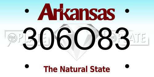 306O83 Arkansas License Plate