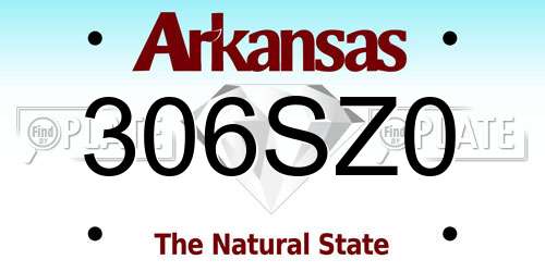 306SZ0 Arkansas License Plate