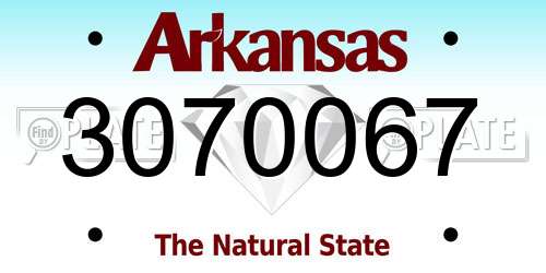 3070067 Arkansas License Plate