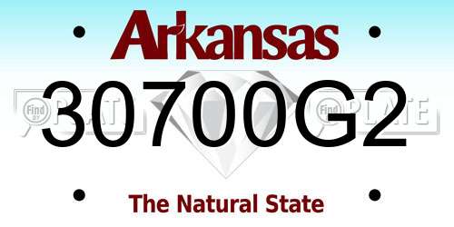 30700G2 Arkansas License Plate