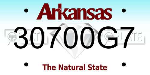 30700G7 Arkansas License Plate