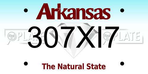 307XI7 Arkansas License Plate