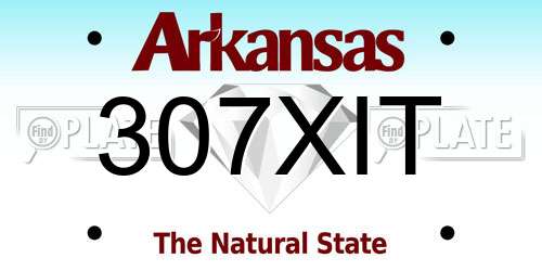 307XIT Arkansas License Plate