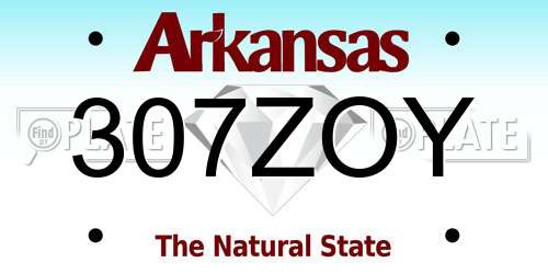 307ZOY Arkansas License Plate