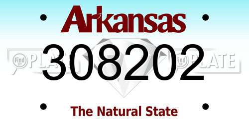 308202 Arkansas License Plate