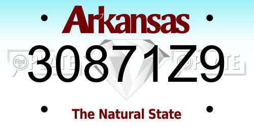 30871Z9 Arkansas License Plate