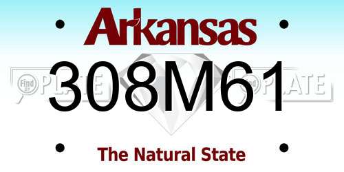 308M61 Arkansas License Plate