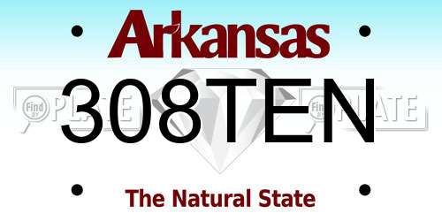 308TEN Arkansas License Plate