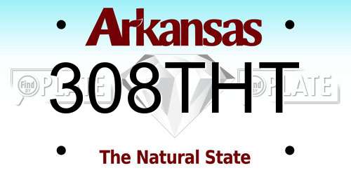 308THT Arkansas License Plate